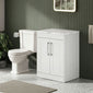 Farlow Shaker Floor Standing 600mm 2-Door Vanity with Carrera Marble Laminate Worktop - Satin White