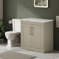 Farlow Shaker Floor Standing 800mm 2-Door Vanity with Carrera Marble Laminate Worktop - Pebble Grey