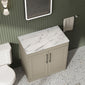 Farlow Shaker Floor Standing 800mm 2-Door Vanity with Carrera Marble Laminate Worktop - Pebble Grey