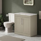 Farlow Shaker Floor Standing 800mm 2-Door Vanity with Carrera Marble Laminate Worktop - Pebble Grey