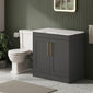 Farlow Shaker Floor Standing 800mm 2-Door Vanity with Carrera Marble Laminate Worktop - Satin Soft Black
