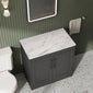 Farlow Shaker Floor Standing 800mm 2-Door Vanity with Carrera Marble Laminate Worktop - Satin Soft Black