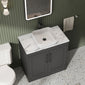 Farlow Shaker Floor Standing 800mm 2-Door Vanity with Carrera Marble Laminate Worktop - Satin Soft Black