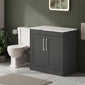 Farlow Shaker Floor Standing 800mm 2-Door Vanity with Carrera Marble Laminate Worktop - Satin Soft Black