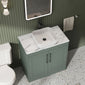 Farlow Shaker Floor Standing 800mm 2-Door Vanity with Carrera Marble Laminate Worktop - Satin Green