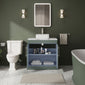 Farlow Shaker Floor Standing 800mm 2-Door Vanity with Carrera Marble Laminate Worktop - Satin Green