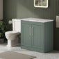 Farlow Shaker Floor Standing 800mm 2-Door Vanity with Carrera Marble Laminate Worktop - Satin Green