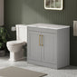 Farlow Shaker Floor Standing 800mm 2-Door Vanity with Carrera Marble Laminate Worktop - Satin Grey