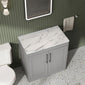Farlow Shaker Floor Standing 800mm 2-Door Vanity with Carrera Marble Laminate Worktop - Satin Grey