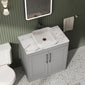 Farlow Shaker Floor Standing 800mm 2-Door Vanity with Carrera Marble Laminate Worktop - Satin Grey