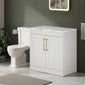 Farlow Shaker Floor Standing 800mm 2-Door Vanity with Carrera Marble Laminate Worktop - Satin White