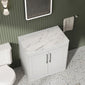 Farlow Shaker Floor Standing 800mm 2-Door Vanity with Carrera Marble Laminate Worktop - Satin White