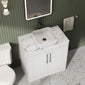 Farlow Shaker Floor Standing 800mm 2-Door Vanity with Carrera Marble Laminate Worktop - Satin White