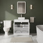 Farlow Shaker Floor Standing 800mm 2-Door Vanity with Carrera Marble Laminate Worktop - Satin White