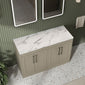 Farlow Shaker Floor Standing 1200mm 4-Door Vanity with Carrera Marble Laminate Worktop - Pebble Grey