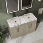 Farlow Shaker Floor Standing 1200mm 4-Door Vanity with Carrera Marble Laminate Worktop - Pebble Grey
