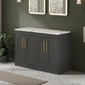 Farlow Shaker Floor Standing 1200mm 4-Door Vanity with Carrera Marble Laminate Worktop - Satin Soft Black