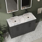 Farlow Shaker Floor Standing 1200mm 4-Door Vanity with Carrera Marble Laminate Worktop - Satin Soft Black