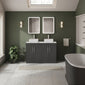 Farlow Shaker Floor Standing 1200mm 4-Door Vanity with Carrera Marble Laminate Worktop - Satin Soft Black