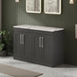Farlow Shaker Floor Standing 1200mm 4-Door Vanity with Carrera Marble Laminate Worktop - Satin Soft Black