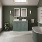 Farlow Shaker Floor Standing 1200mm 4-Door Vanity with Carrera Marble Laminate Worktop - Satin Green