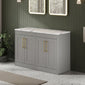 Farlow Shaker Floor Standing 1200mm 4-Door Vanity with Carrera Marble Laminate Worktop - Satin Grey