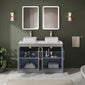 Farlow Shaker Floor Standing 1200mm 4-Door Vanity with Carrera Marble Laminate Worktop - Satin Grey
