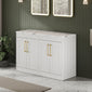 Farlow Shaker Floor Standing 1200mm 4-Door Vanity with Carrera Marble Laminate Worktop - Satin White