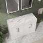 Farlow Shaker Floor Standing 1200mm 4-Door Vanity with Carrera Marble Laminate Worktop - Satin White