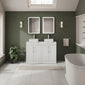 Farlow Shaker Floor Standing 1200mm 4-Door Vanity with Carrera Marble Laminate Worktop - Satin White