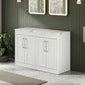 Farlow Shaker Floor Standing 1200mm 4-Door Vanity with Carrera Marble Laminate Worktop - Satin White