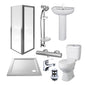 Aqualux AQUA3 760mm Pivot Enclosure with Toilet & Basin Pedestal Complete Suite - Chrome Tap Pack