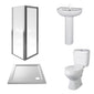 Aqualux AQUA3 760mm Pivot Enclosure with Toilet & Basin Pedestal Suite