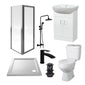 Aqualux AQUA3 760mm Pivot Enclosure with Toilet & 550mm Vanity Complete Suite - Black Tap Pack