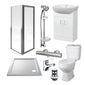 Aqualux AQUA3 760mm Pivot Enclosure with Toilet & 550mm Vanity Complete Suite - Chrome Tap Pack