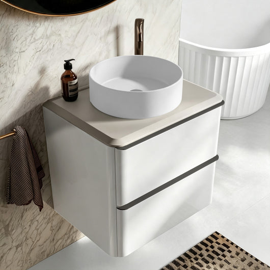  Royo Dai 600mm 2-Drawer Countertop Vanity Unit - Gloss White