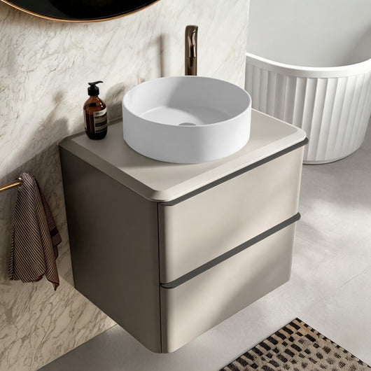  Royo Dai 600mm 2-Drawer Countertop Vanity Unit - Matt Sand