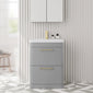 Pride Floorstanding 600mm 2-Drawer Vanity Unit with Polymarble Basin - Satin Grey