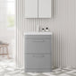 Pride Floorstanding 600mm 2-Drawer Vanity Unit with Polymarble Basin - Satin Grey