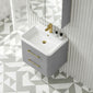Pride Wall Mounted 600mm 2-Drawer Vanity Unit with Polymarble Basin - Satin Grey