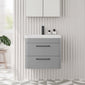 Pride Wall Mounted 600mm 2-Drawer Vanity Unit with Polymarble Basin - Satin Grey