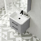 Pride Wall Mounted 600mm 2-Drawer Vanity Unit with Polymarble Basin - Satin Grey