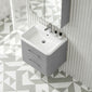 Pride Wall Mounted 600mm 2-Drawer Vanity Unit with Polymarble Basin - Satin Grey