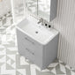 Pride Floorstanding 800mm 2-Drawer Vanity Unit with Polymarble Basin - Satin Grey - welovecouk