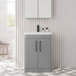 Pride Floorstanding 600mm 2-Door Vanity Unit with Polymarble Basin - Satin Grey