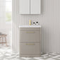 Pride Floorstanding 600mm 2-Drawer Vanity Unit with Polymarble Basin - Pebble Grey