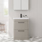 Pride Floorstanding 600mm 2-Drawer Vanity Unit with Polymarble Basin - Pebble Grey