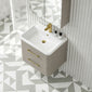 Pride Wall Mounted 600mm 2-Drawer Vanity Unit with Polymarble Basin - Pebble Grey