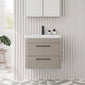 Pride Wall Mounted 600mm 2-Drawer Vanity Unit with Polymarble Basin - Pebble Grey