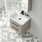 Pride Wall Mounted 600mm 2-Drawer Vanity Unit with Polymarble Basin - Pebble Grey
